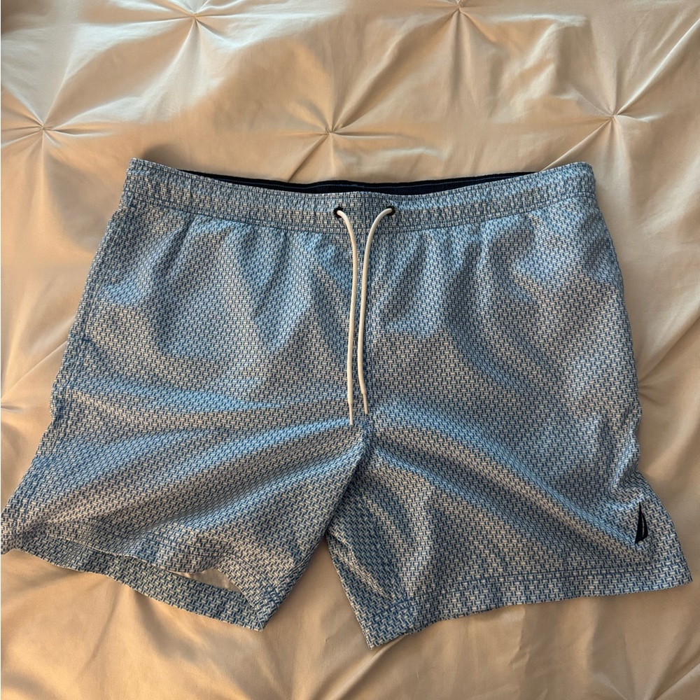 Nautica Blue Swim Trunks Classic Quick-Drying Design